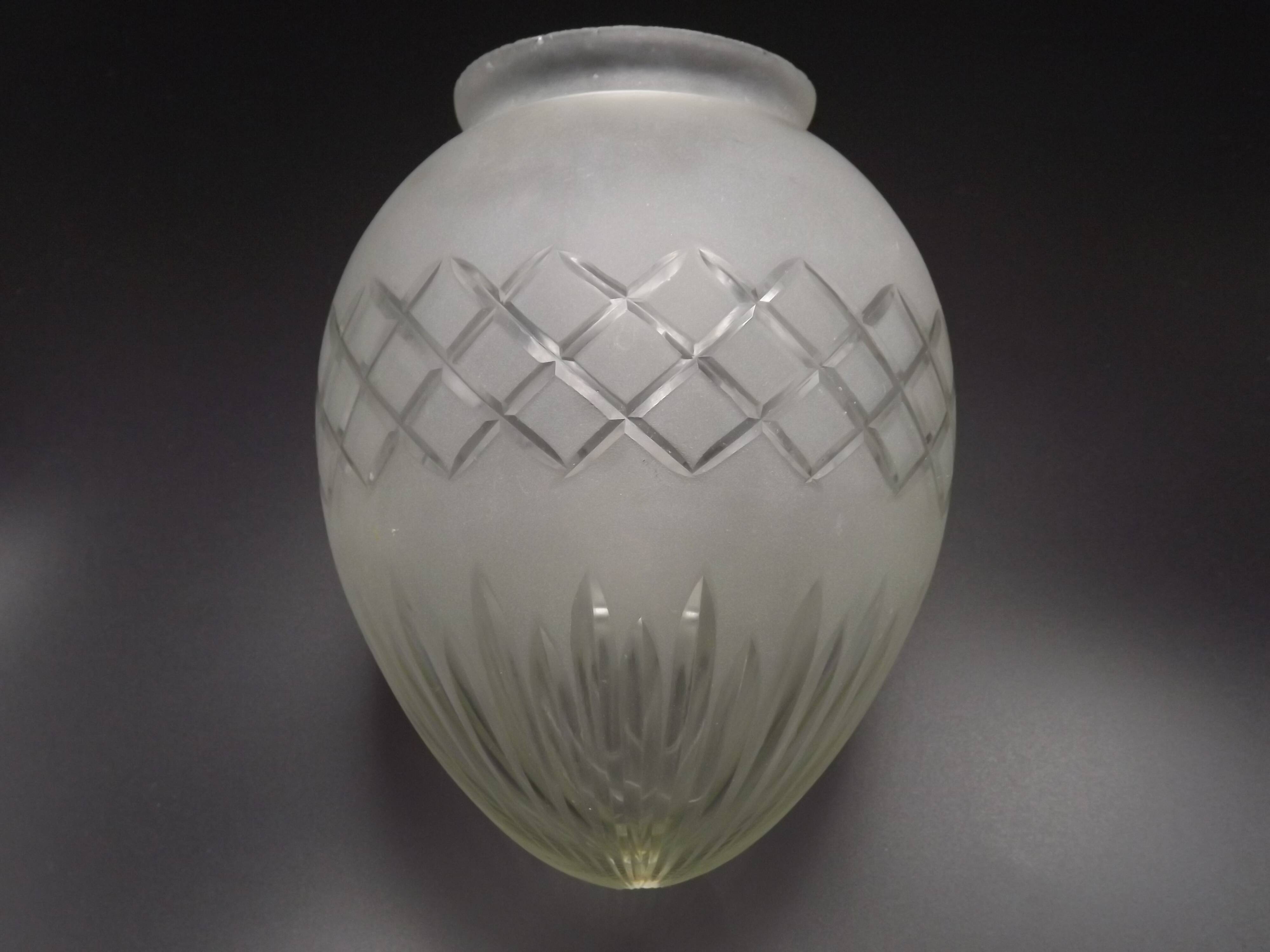 French Art Deco Opaque Cut Glass Shade • Vintage Lamp Shade Replacement