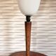 Vintage Unilux lamp in wood and opal glass, Scandinavian style.