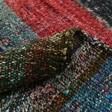 Kilim Red Brown Striped Pattern Vintage Kilim Rug, 93x232Cm