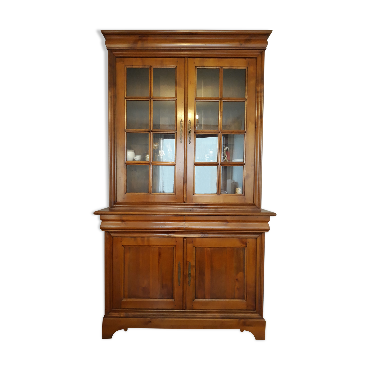 Bookcase 2 bodies in cherry wood Louis Philippe style