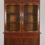 Asia 19th century: Ancient lacquer library, richly carved and adorned.