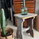 Tabouret en bois bleu vintage