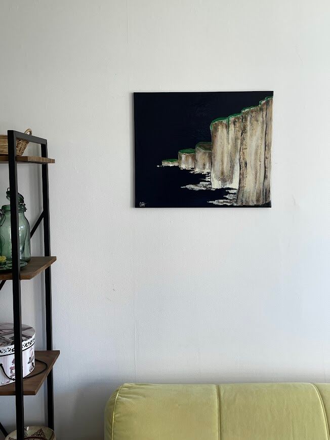 Acrylic painting painting "Cliffs in the night"