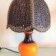 Orange ceramic lamp and brown canned lampshade by Pan Keramik / 60s-70s