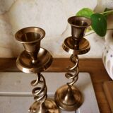 Set of 2 Scandinavian brass candle holders