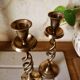 Set of 2 Scandinavian brass candle holders