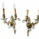 Pair of wall sconces with pendants – Louis XV / Rococo style – Metal