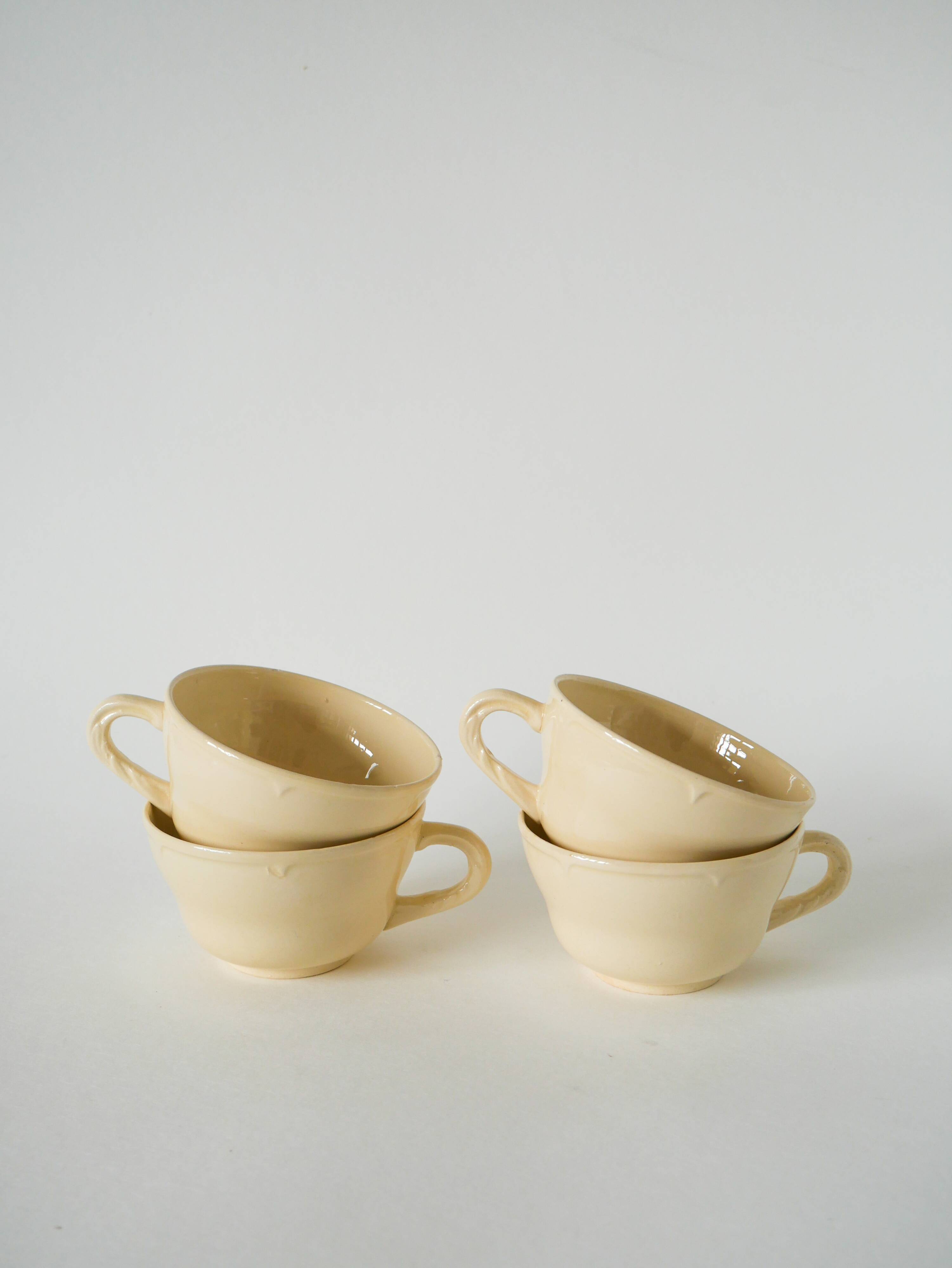 Set of 4 Badonviller coffee cups, Cream, 1960
