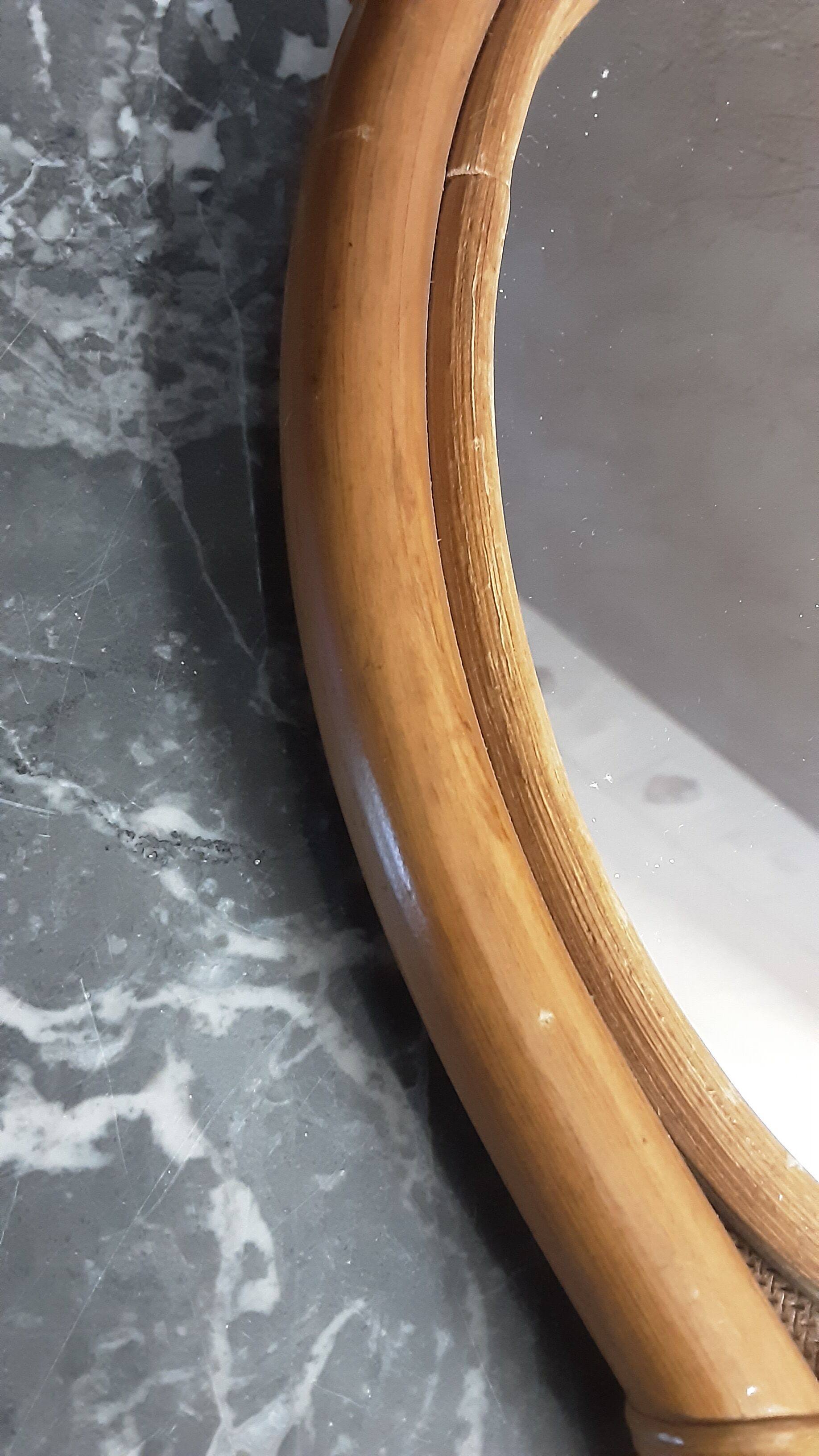 Hand-faced mirror - rattan - year 70