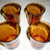 4 vintage Duralex amber glasses