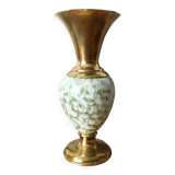 Vintage gold metal and ceramic vase