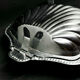 Vintage butter dish / caviar dish in cobalt blue glass & metal