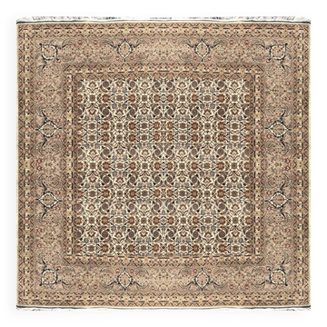 Iranian Tabriz oriental rug Wool and silk. Handmade: 2.00 X 2.00 meters
