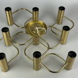 60s 70s 9-bulb ceiling lamp from Leola Leuchten Germany in brass