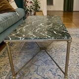Brass and green marble coffee table