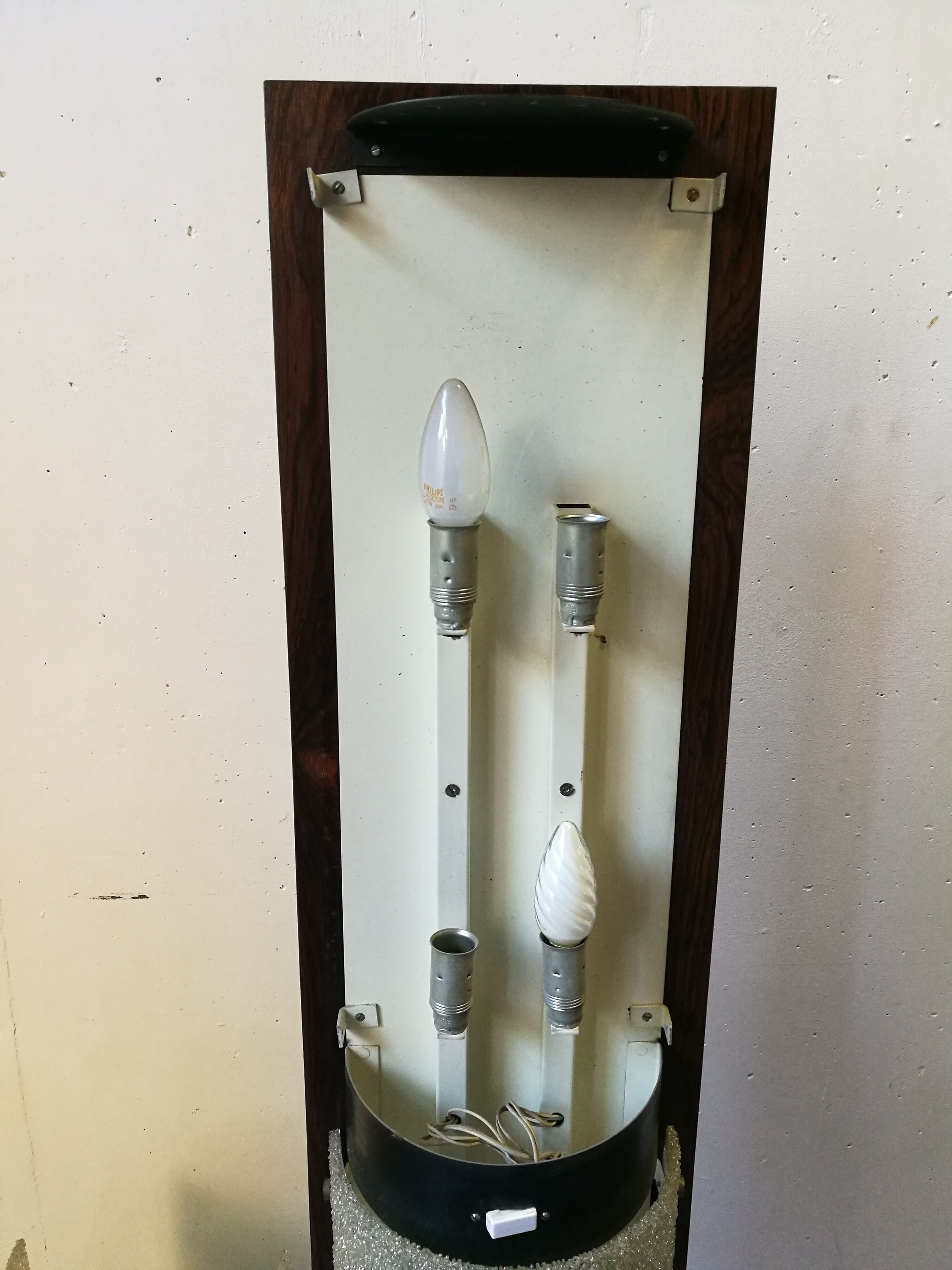 Floor lamp 60s rosewood and granite resin totem