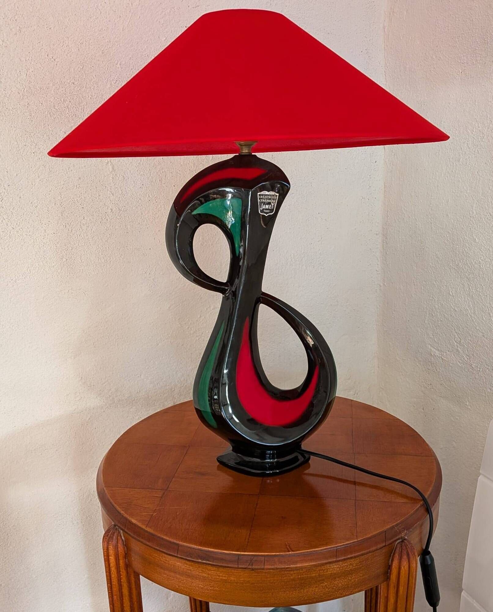 Large modernist lamp "Jamet Paris" in vintage ceramic