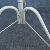 1960s metal parrot coat rack, white, tripod, 8 wooden balls