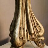 Floor lamp with wooden base
