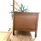 Coffre en bois et rotin