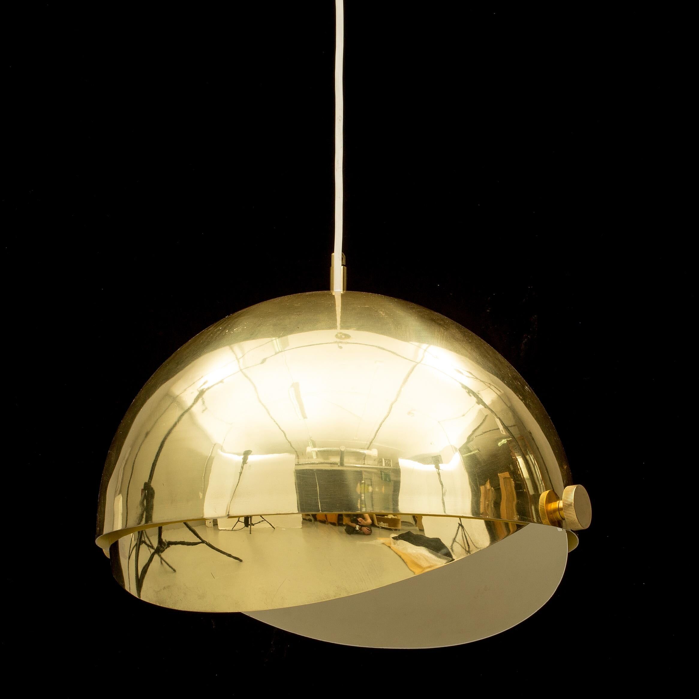 Adjustable spherical brass lamp by Münchner Werkstätten Germany 1970