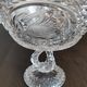 Large cut crystal bowl on a stand, swans – H 23 x Ø 20 cm – vintage