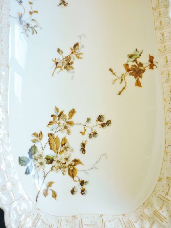 Long plat à poisson, viande, XIXème siècle, porcelaine de Limoges Haviland, 66cm