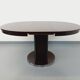 Table ronde de repas vintage en bois d’ébène et métal chromé Space Age