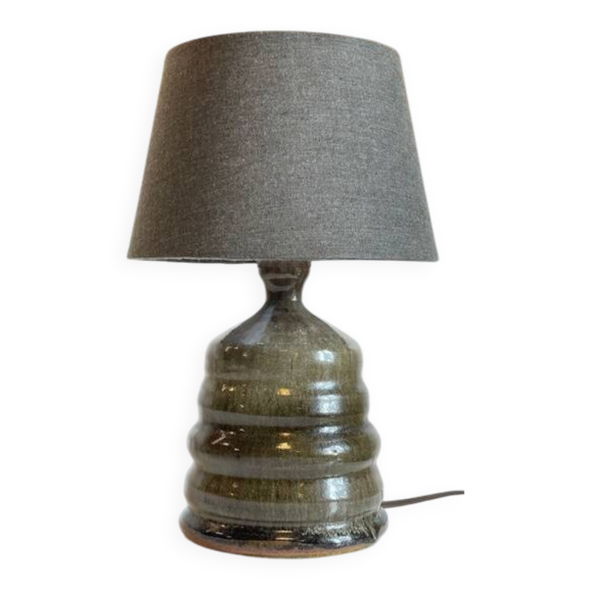 Vintage handmade stoneware geometric lamp