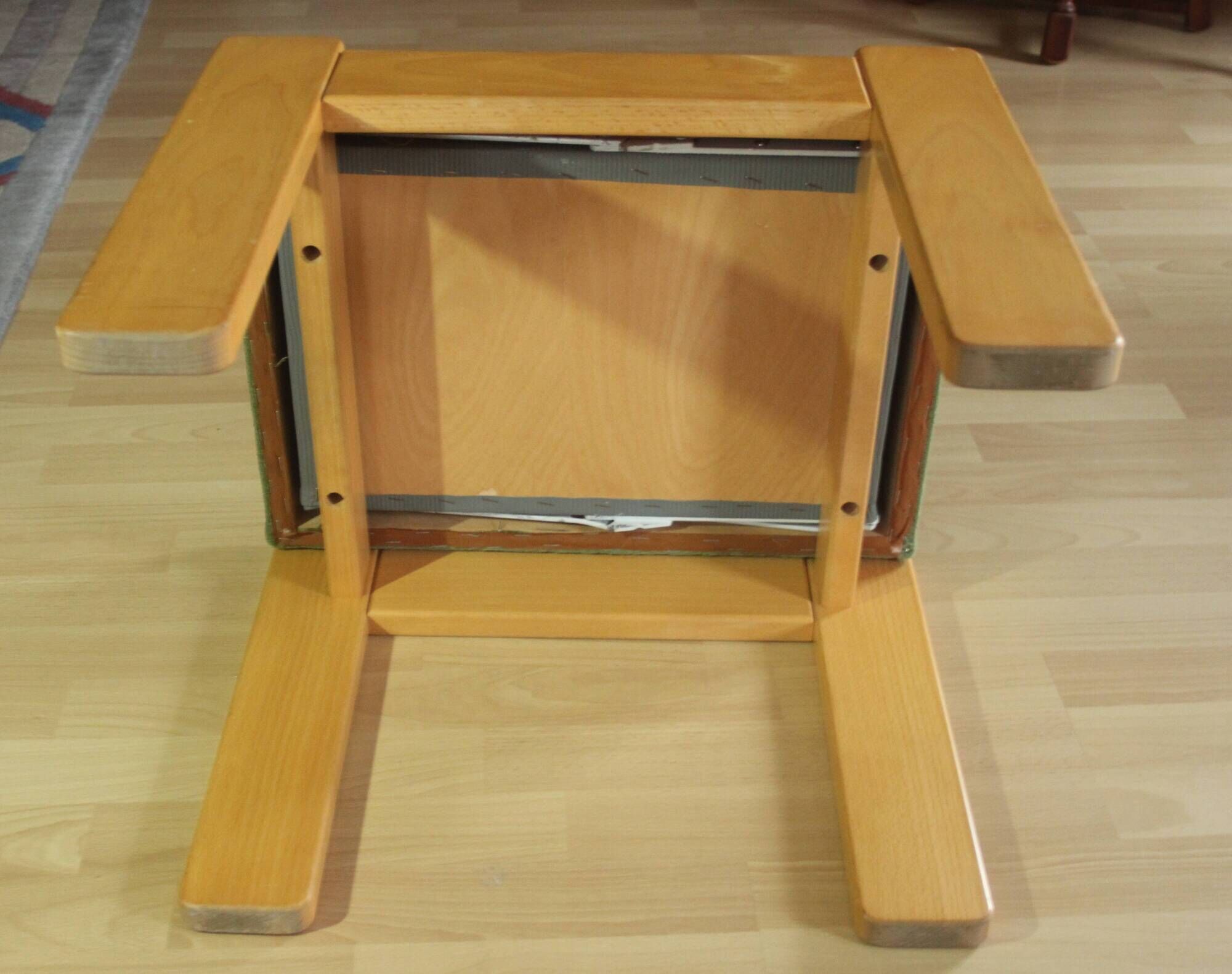 1970s bedroom stool, made of wood, metal and fabric, step stool, library stool, vintage