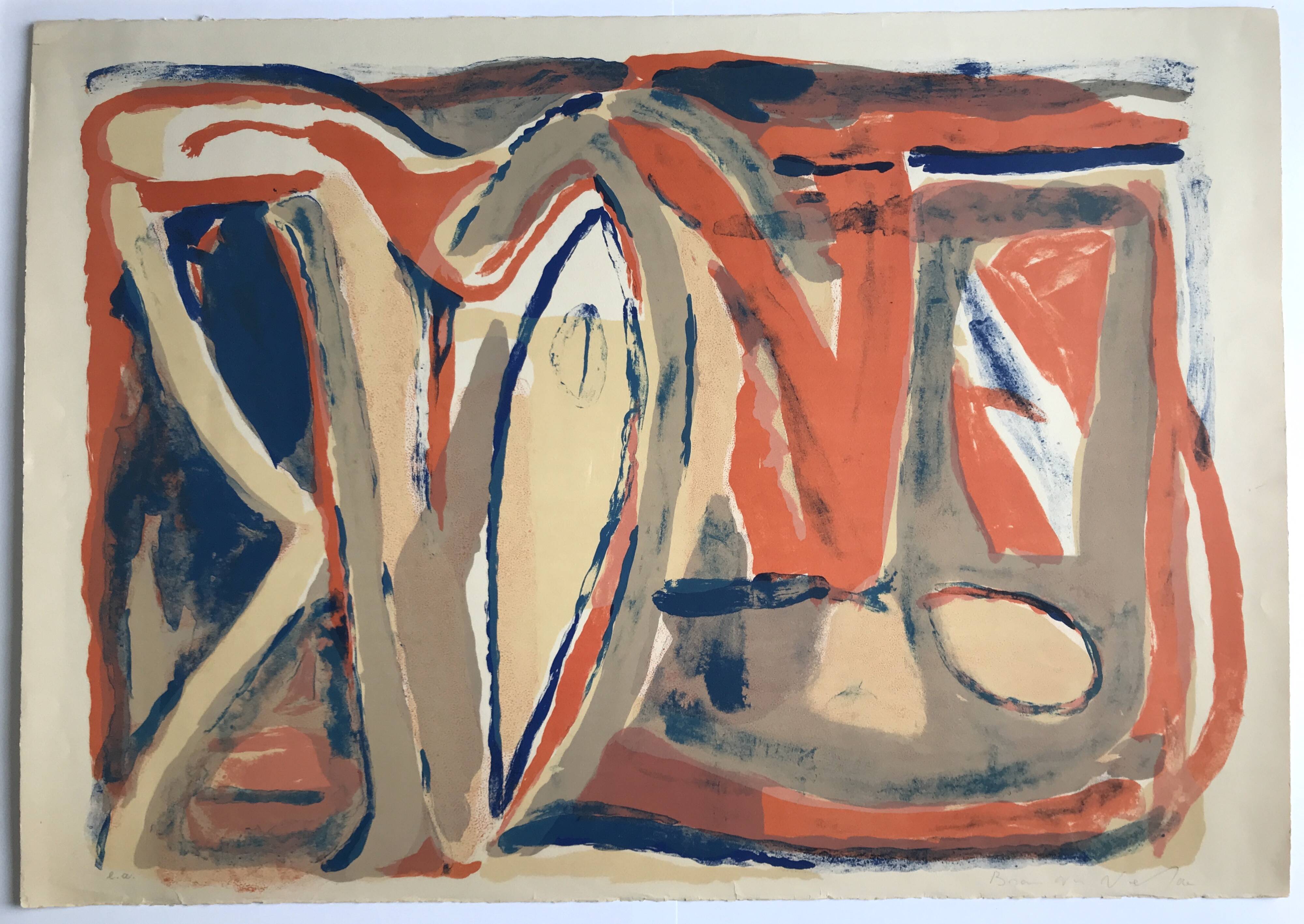 Lithographie originale signée au crayon, Bram Van Velde, Sans titre, 1968