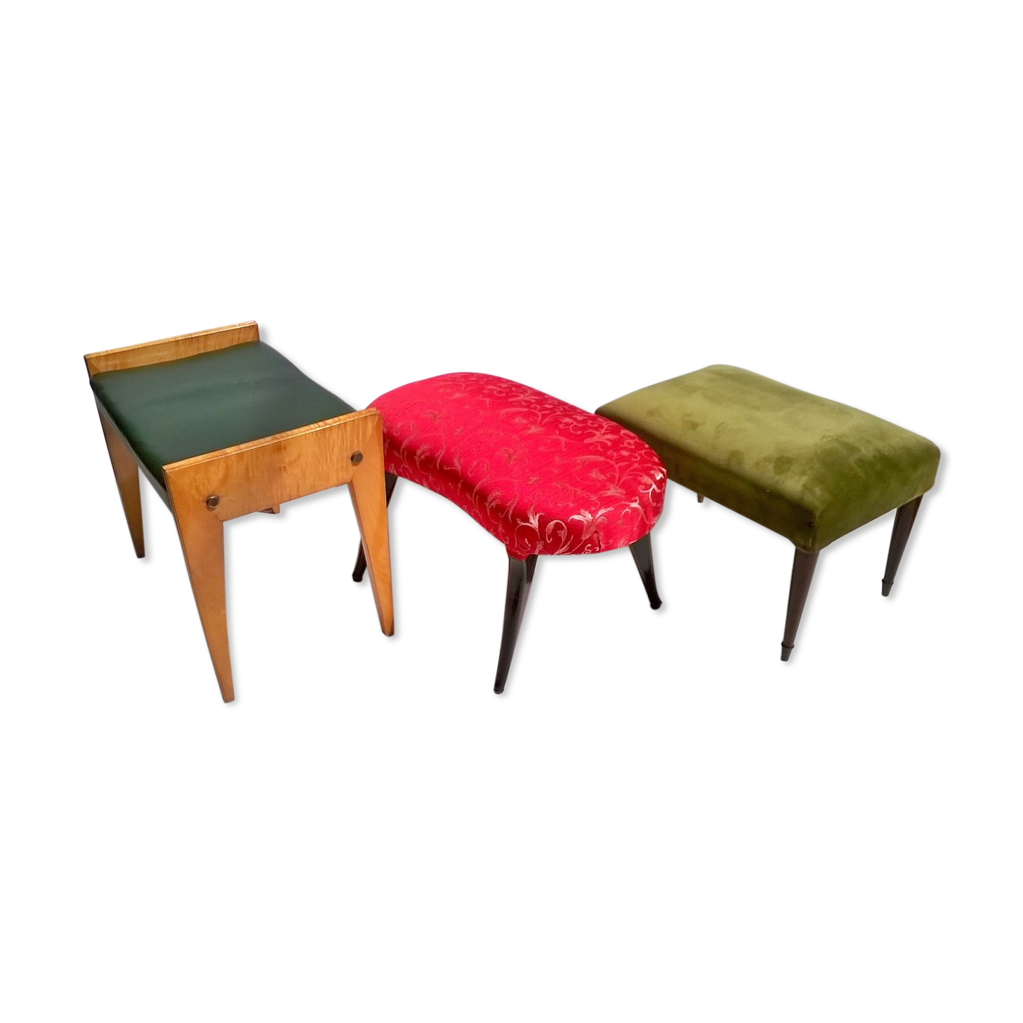 Set of 3 Art Deco Italian stools, from the 1940s