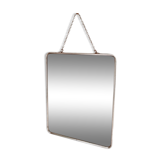 Large stainless steel barber mirror 31 cm x 25 cm