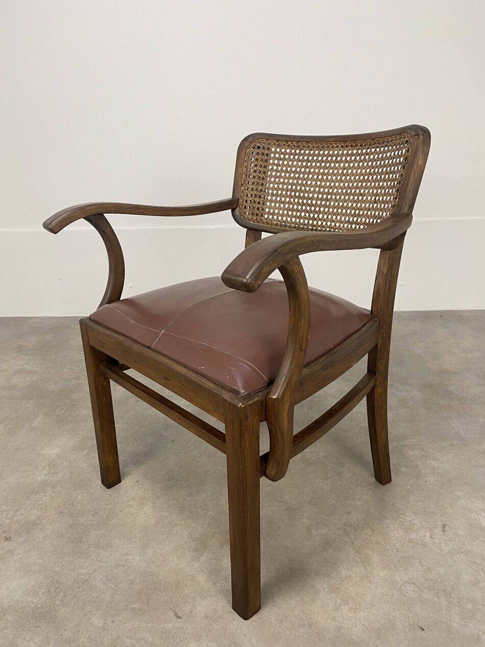 Office chair or bridge chair from the 1920s, wooden frame, backrest.