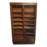 Double oak curtained filing cabinet