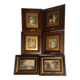 Set of 6 framed reproductions, late 19th - early 20th century.
