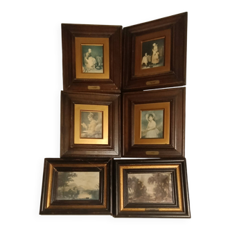 Set of 6 framed reproductions, late 19th - early 20th century.