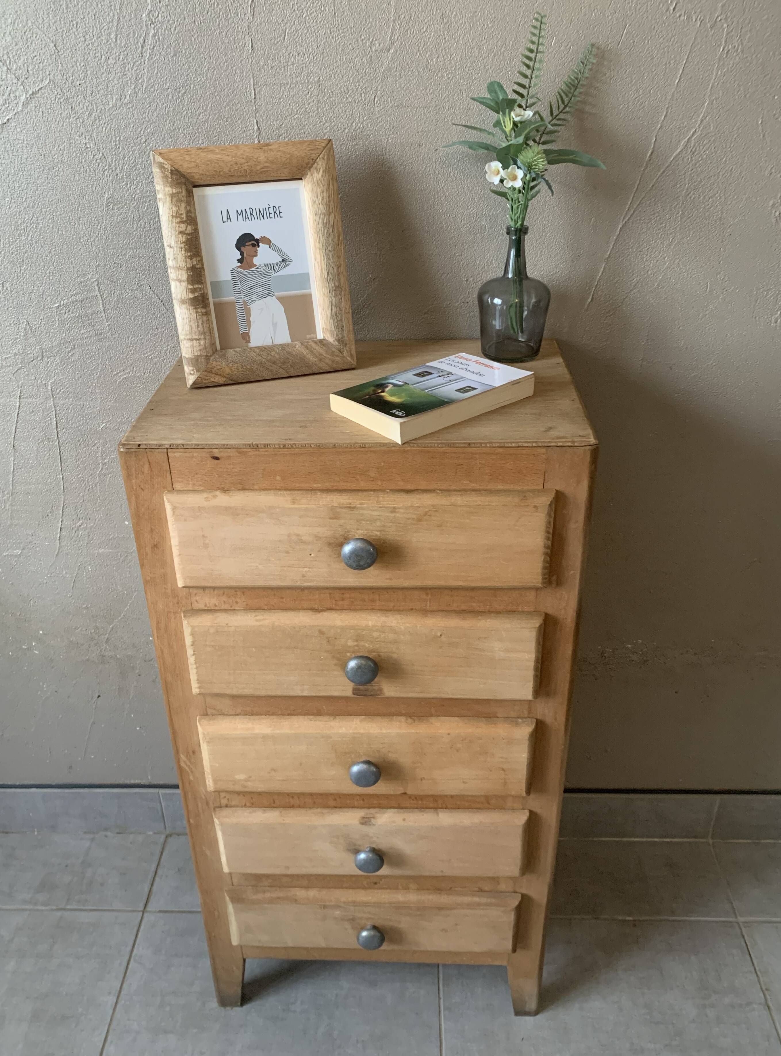 Vintage 5-drawer chest of drawers from 1950 in wood