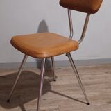 Pair of vintage faux leather and chrome chairs