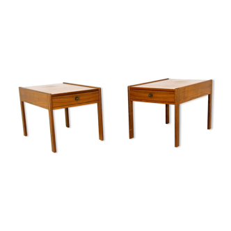 Set of 2 walnut bedside tables, Sweden, 1960