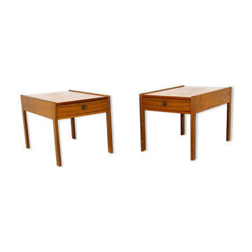Set of 2 walnut bedside tables, Sweden, 1960