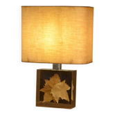 Lamp with plane tree leaf inclusion by Pierre Giraudon 1970s