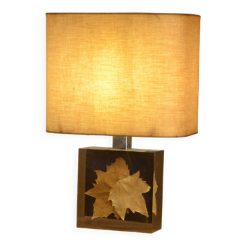 Lampe inclusion de feuille de platane par Pierre Giraudon 1970’s