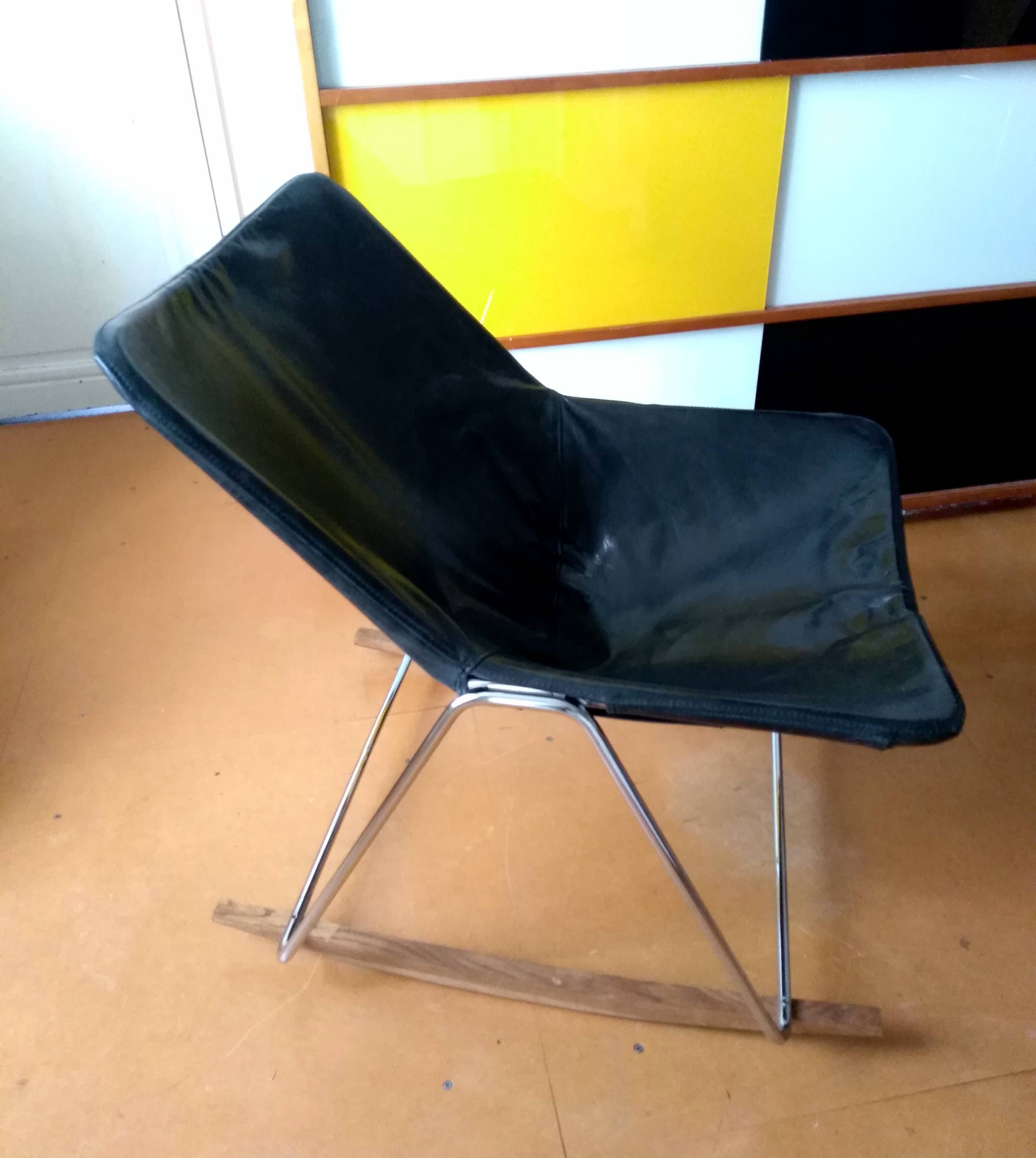 G1 leather armchair, rocker. Pierre Guariche
