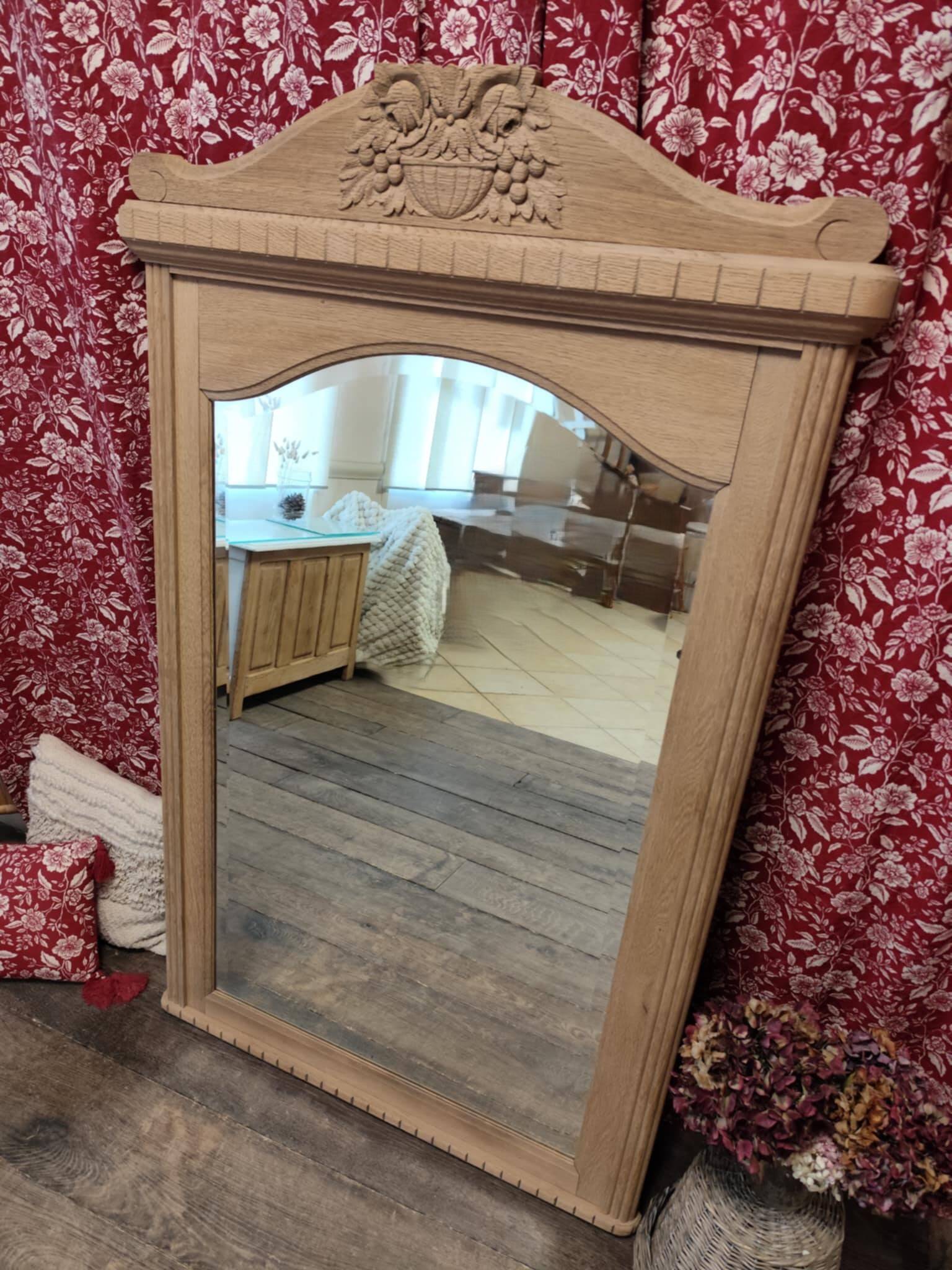 Oak trumeau mirror