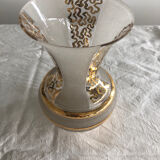 Glass vase with bands and golden patterns Vintage