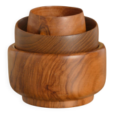 Bols en bois mid-century modern, Suède, ensemble de 3