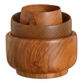 Mid-Century Modern Wood Bowls, Sweden, Set of 3