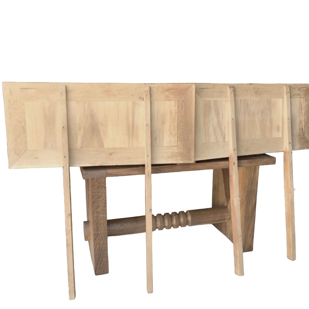 Dining Table with Extensions, 1940s In Solid Oak