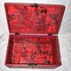 Vintage wooden trunk – toy chest or music box with painted stencil bird decoration.